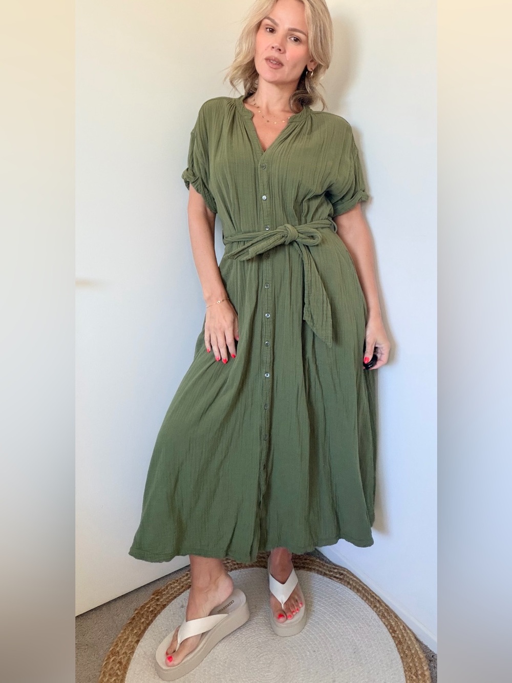 XiRENA Cate Dress in Surplus Green